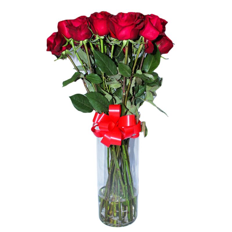 24 Long-Stem Roses in a Vase